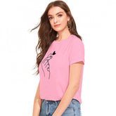 Pink cotton western wear t-shirt, printed pattern for women's fashion, machine washable or hand wash, S(36), M(38), L(40), XL(42)